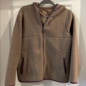 Life Is Good Tan with Purple Lining Sherpa Zipper Jacket